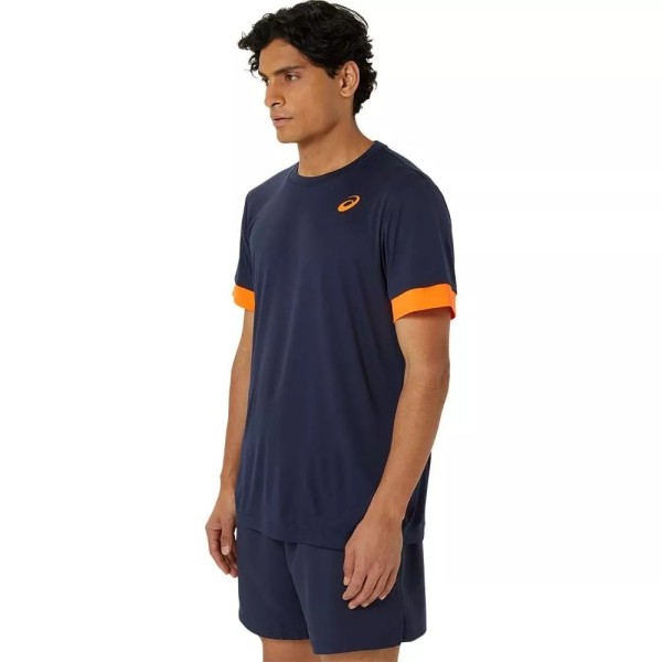 Asics Court T-Shirt Navy Blue / Orange3