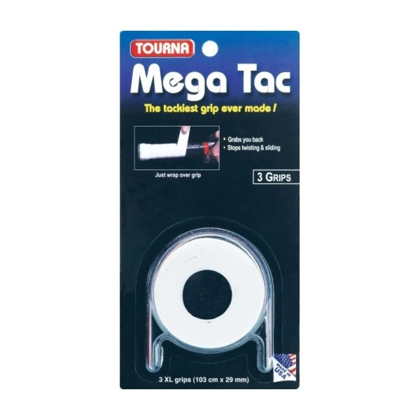 Set of 3 white Tourna Mega Tac XL overgrips | IPONTENNIS