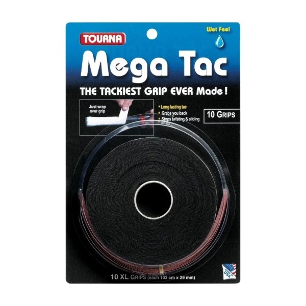 10 Tourna Mega Tac XL Black overgrips | IPONTENNIS