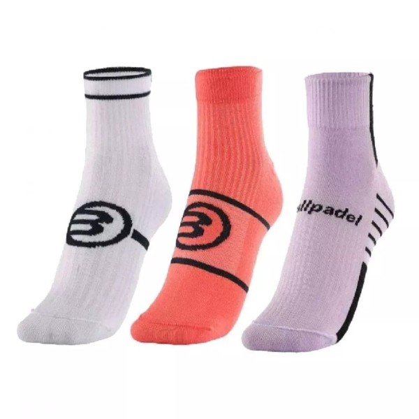 Bullpadel Socken 3er-Pack Weiß Rot Lila | Ipontennis
