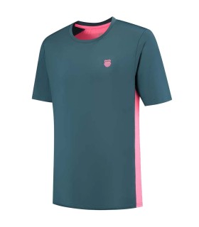 Camiseta K-Swiss Hypercourt Mix Melange Crew Azul Petróleo / Rosa 1