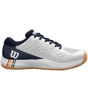 Zapatillas Wilson Rush Pro Ace Roland Garros para tierra batida Blancas/Azules marino 1