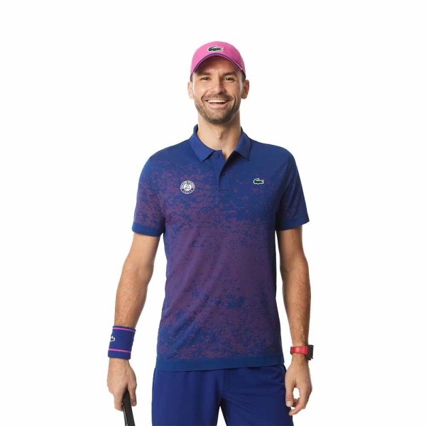 Polo Lacoste Sport Roland Garros Blau Rosa