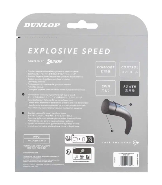 Corda Dunlop Explosive Speed Preta 12m | IPONTENNIS