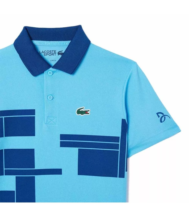 Polo azul de tênis para jovens Novak Djokovic da Lacoste | Ipontennis