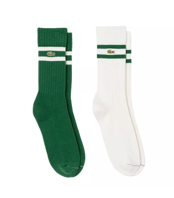 Rippen-Baumwollsocken Lacoste Grün Weiß