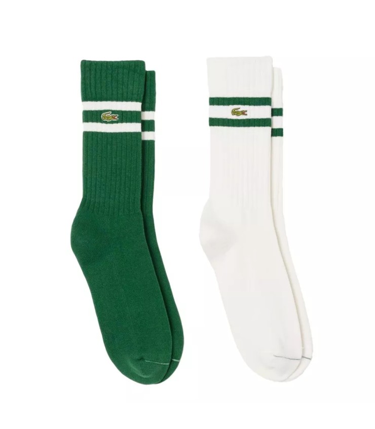 Rippen-Baumwollsocken Lacoste Grün Weiß
