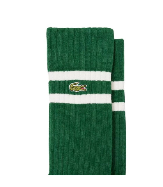 Meias de Algodão Caneladas Lacoste Verde Branco