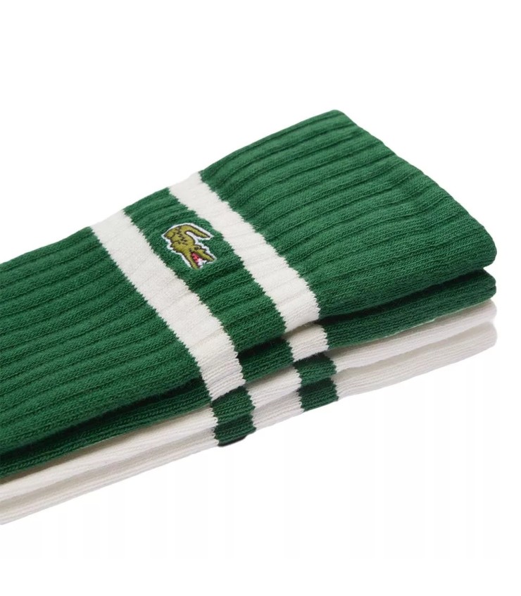 Calzini di Cotone a Coste Lacoste Verde Bianco