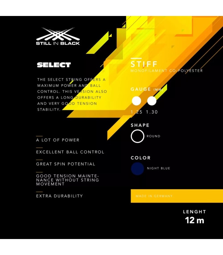 Corda Select 12m em Preto | IPONTENNIS