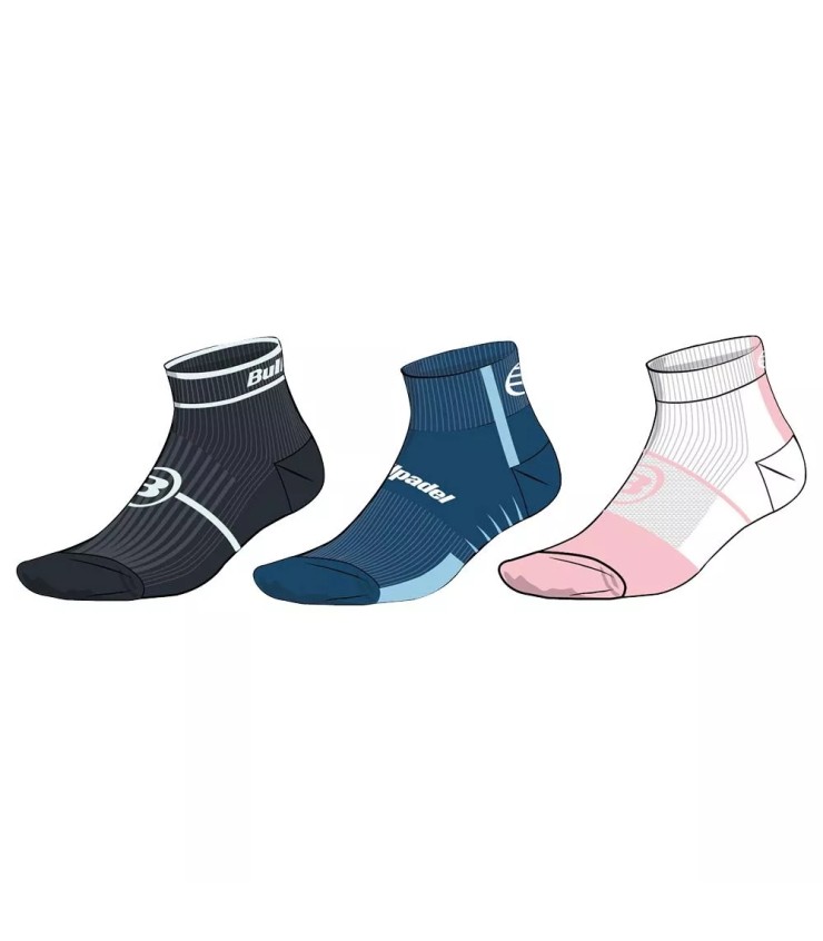 Calzini corti Bullpadel Blu Bianco Nero (3 paia) | Ipontennis