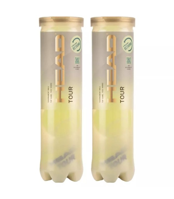 Pack of 2 tubes of Head Tour tennis balls (4 per tube).