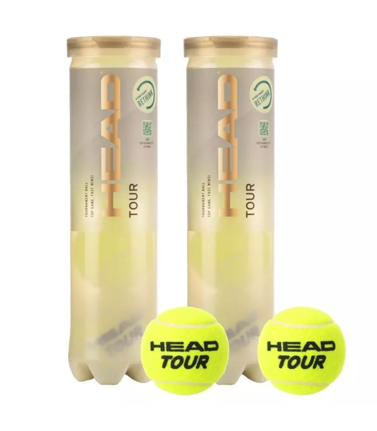 Pack of 2 tubes of Head Tour tennis balls (4 per tube).