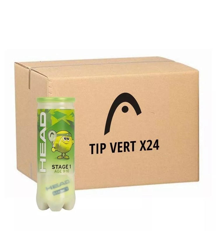 Box of 24 tubes of 3 balls Head Tip Green.