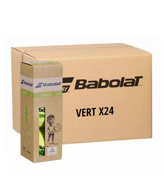 Box of 24 cans of 3 Babolat Green balls | Ipontennis