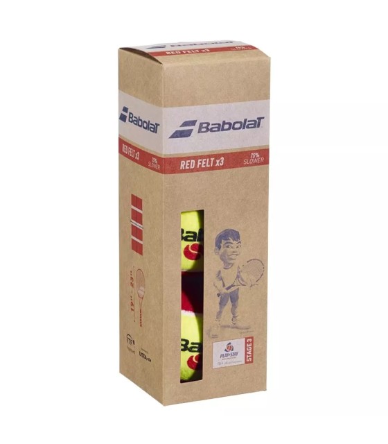 Caixa de 3 bolas de feltro vermelho da Babolat. | IPONTENNIS