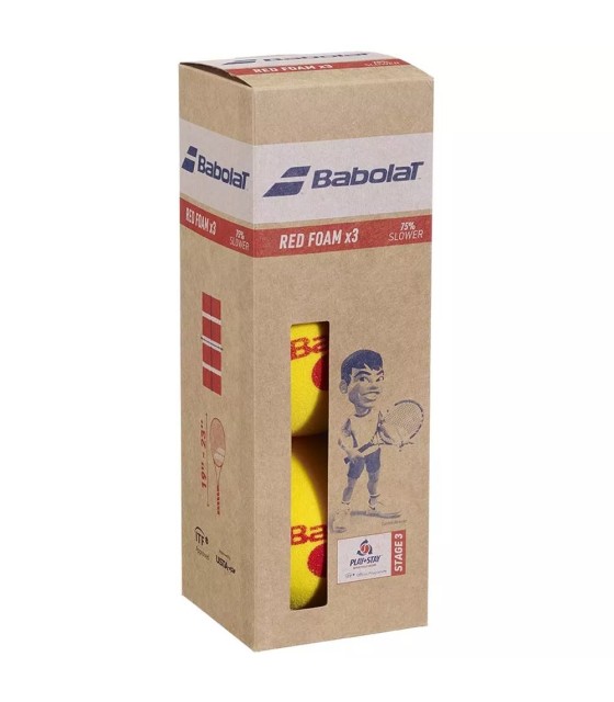 Confezione di 3 palline Babolat Red Foam.