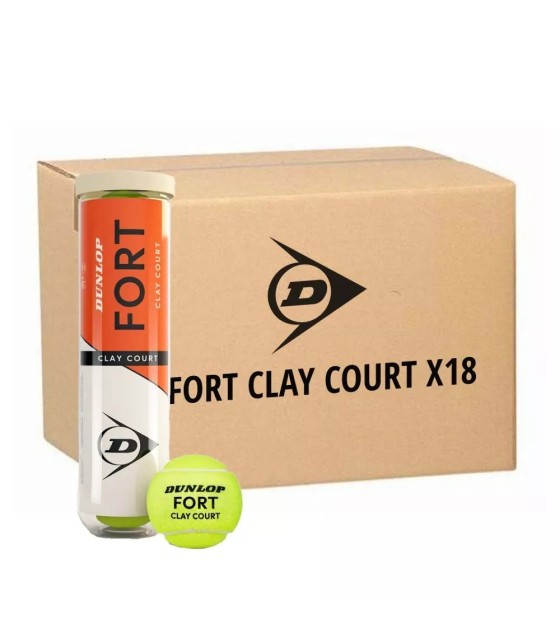 Boîte de 18 bas 4 balles Dunlop Fort pour la terre de la scène | Ipontennis