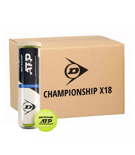 6016271 Caja con 18 latas de 4 pelotas cada una, modelo Dunlop ATP Championship.