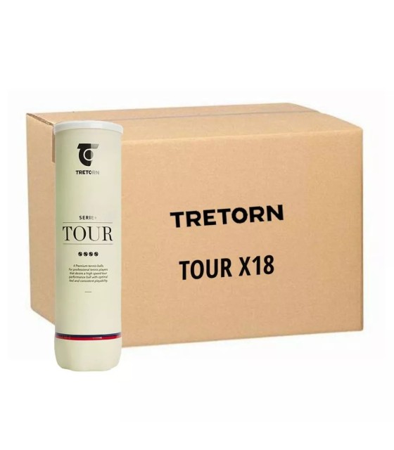 Box of 18 tubes of 4 balls from the Tretorn Tour series.