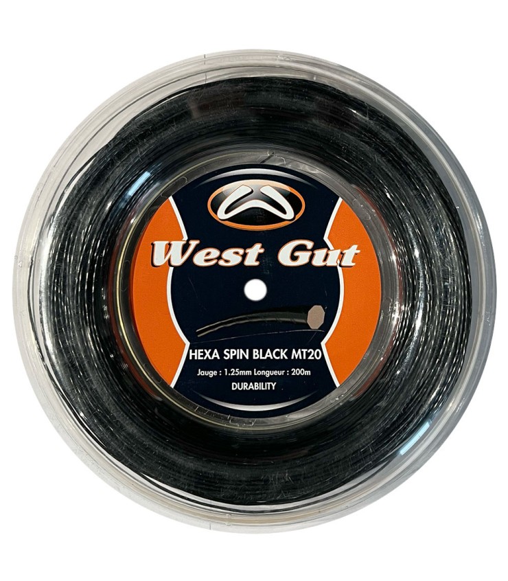 Bobina de 200m West Gut Hexa Spin Negra MT20 | Ipontennis