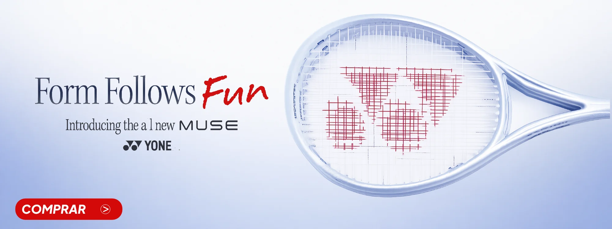 Nueva raqueta Yonex Muse 2026 con diseño blanco y mensaje Form Follows Fun